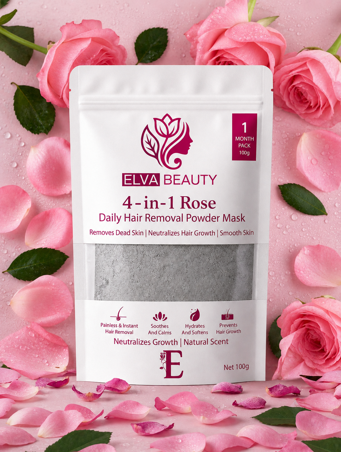 4-in-1 Rose Body Hair Removal Wax Powder Mask