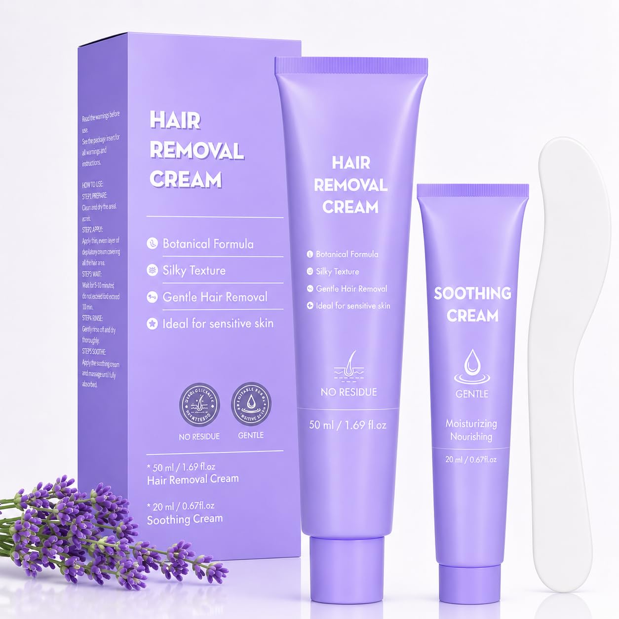 Hair Removal Cream, Facial Hair Removal Cream for Women with Soothing Cream,Facial Hair Remover for All Skin Types, Face Hair Remover for Upper Lip, Peach Fuzz, Chin & Sideburns