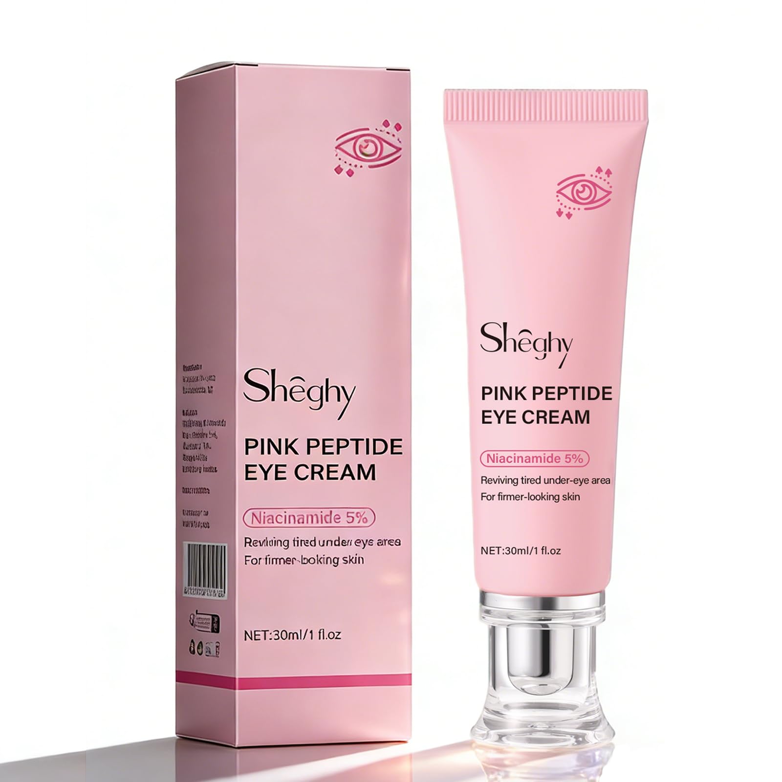 Pink Peptide Eye Serum Cream, Hydrating & Firming Eye Cream for Dark Circles, Anti-Aging Treatment 1.01fl.oz