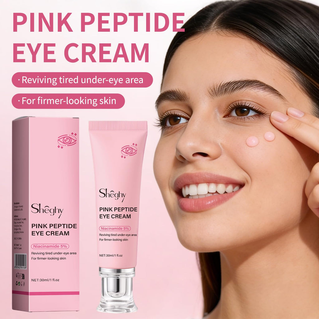 Pink Peptide Eye Serum Cream, Hydrating & Firming Eye Cream for Dark Circles, Anti-Aging Treatment 1.01fl.oz