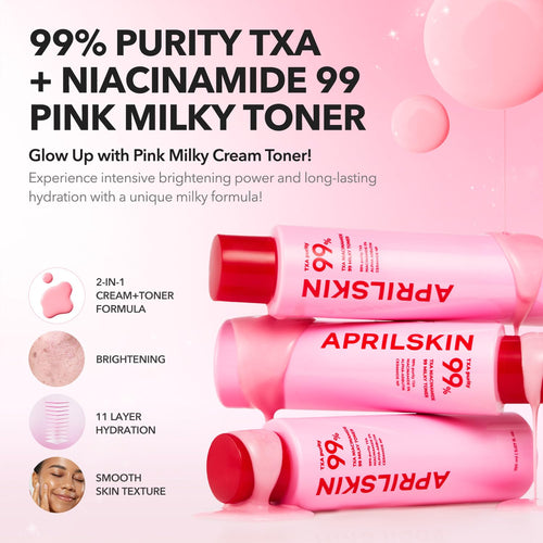 APRILSKIN TXA+Niacinamide 99 Pink Milky Toner | 99% High-Purity | 5.07 fl.oz.