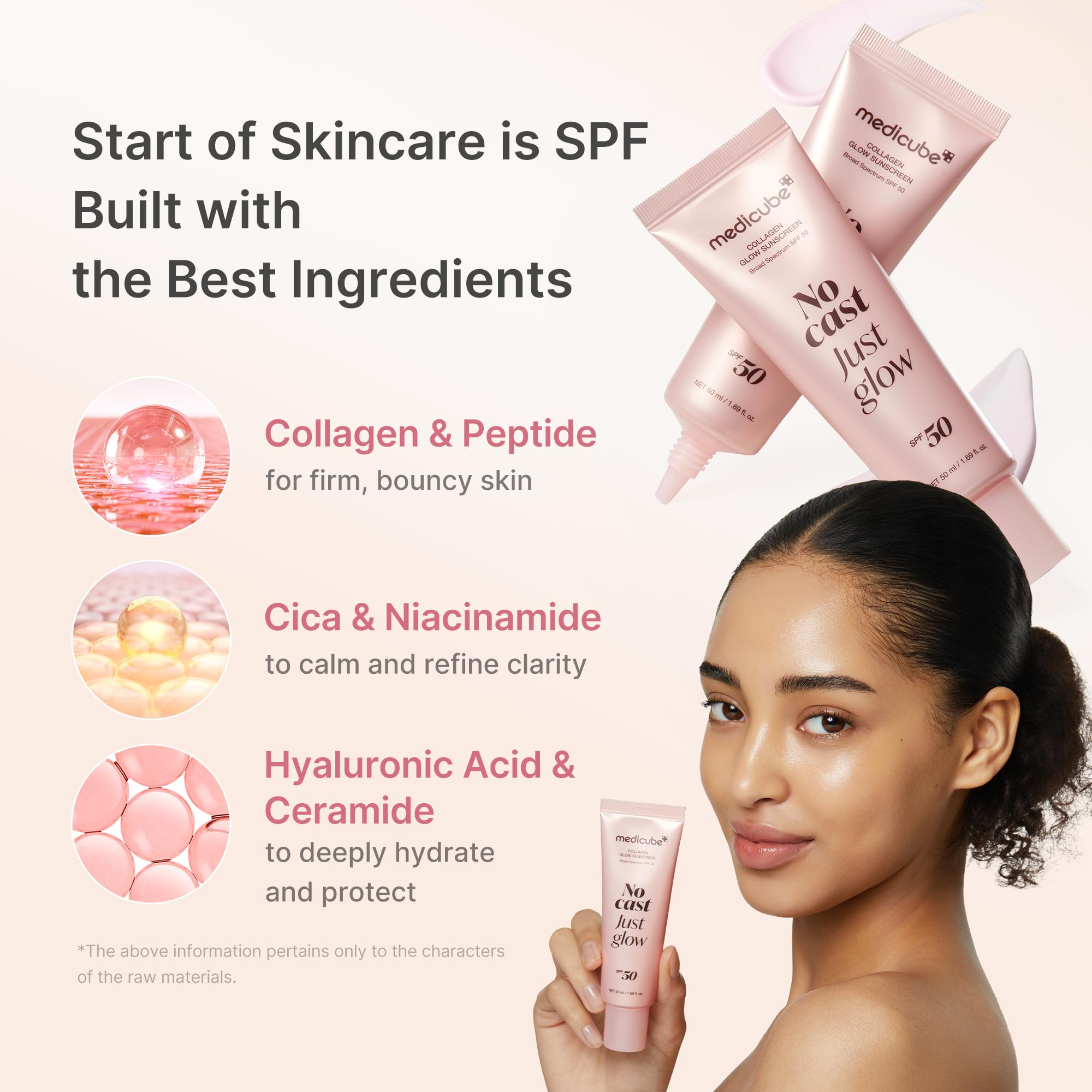 medicube No Cast Just Glow Collagen Sunscreen | SPF 50 Broad Spectrum Face Sunscreen