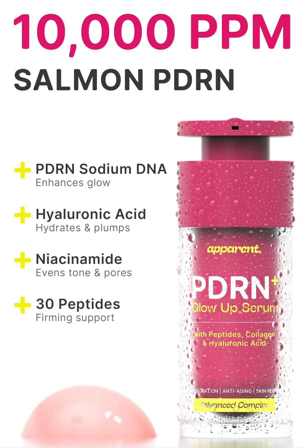 Apparent. PDRN Salmon DNA Serum | Korean PDRN Serum 1% or 10,000 PPM 0.91 fl. oz.
