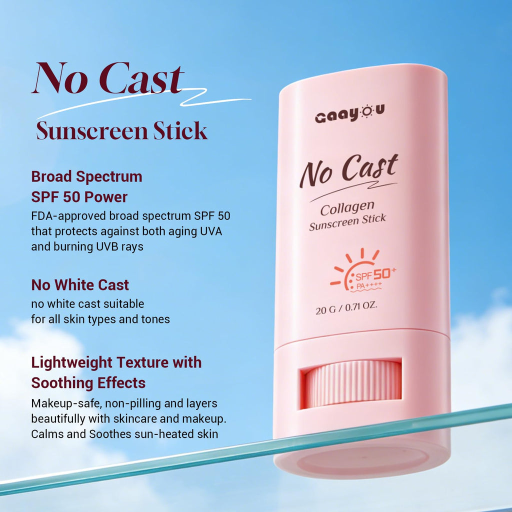 No Cast Sunscreen Stick SPF PA50++++ Collagen Sunscreen Korean Sunscreen Stick