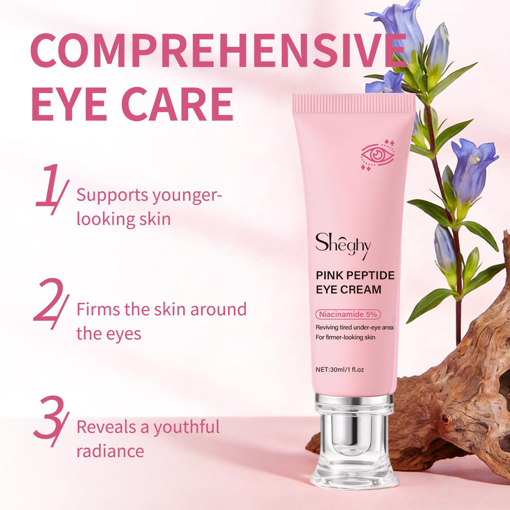 Pink Peptide Eye Serum Cream, Hydrating & Firming Eye Cream for Dark Circles, Anti-Aging Treatment 1.01fl.oz