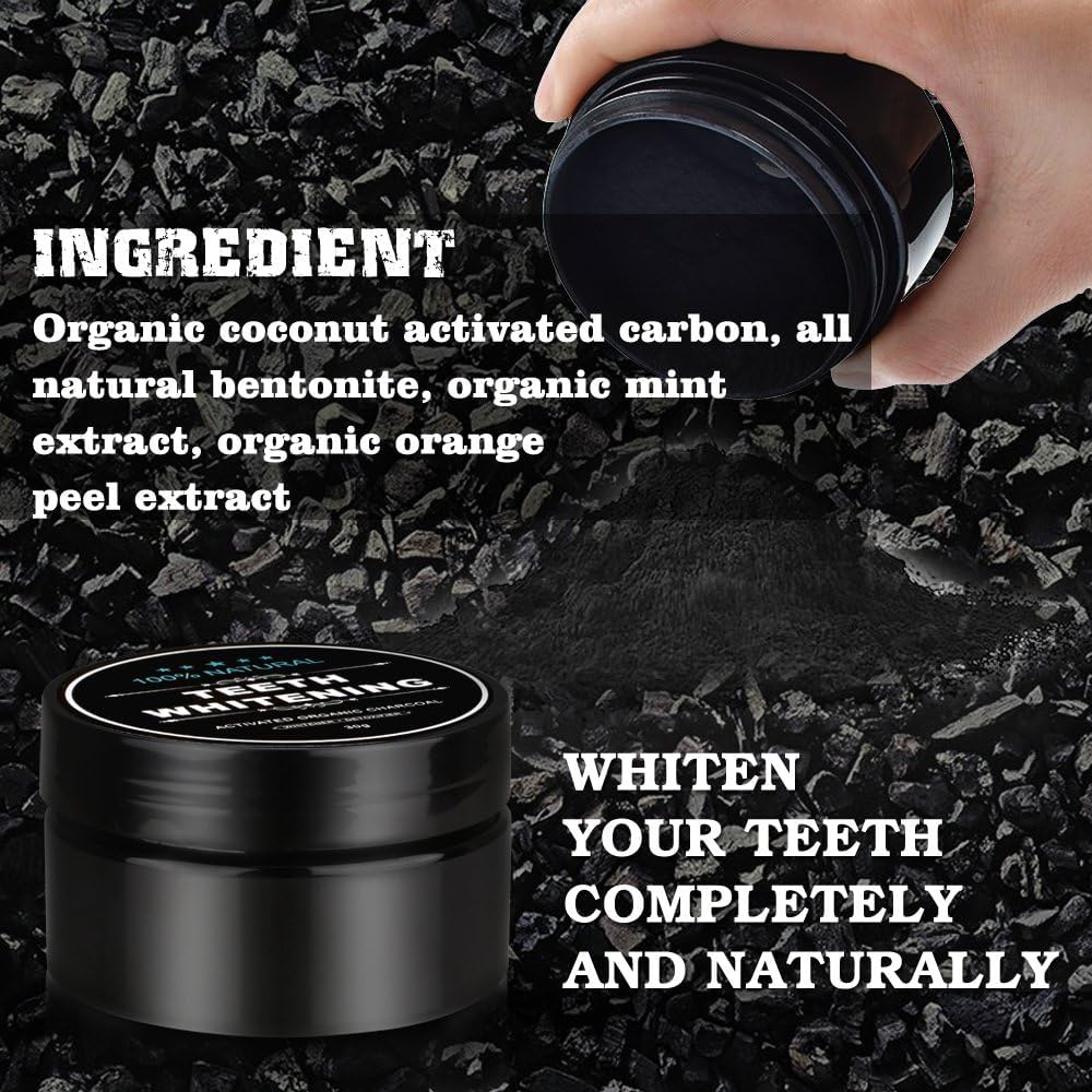 Teeth Whitening Charcoal Powder, Activated Charcoal Tooth Cleaning Powder, Natural Toothpaste Alternative | Organic and Chemical Free