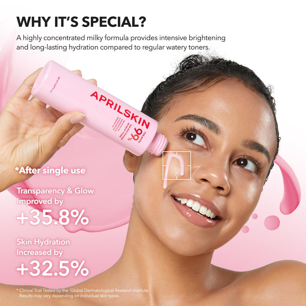 APRILSKIN TXA+Niacinamide 99 Pink Milky Toner | 99% High-Purity | 5.07 fl.oz.