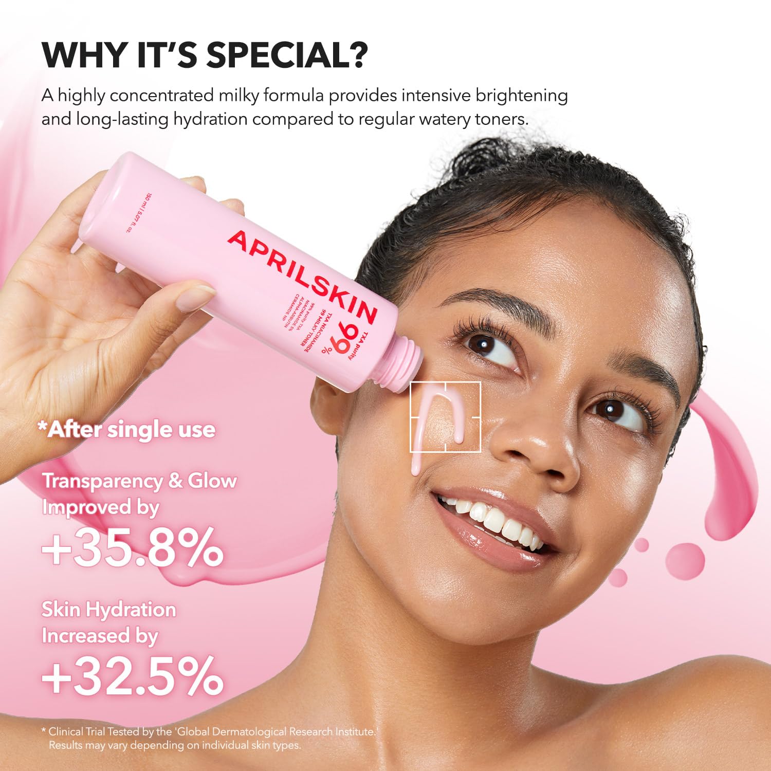 APRILSKIN TXA+Niacinamide 99 Pink Milky Toner | 99% High-Purity | 5.07 fl.oz.