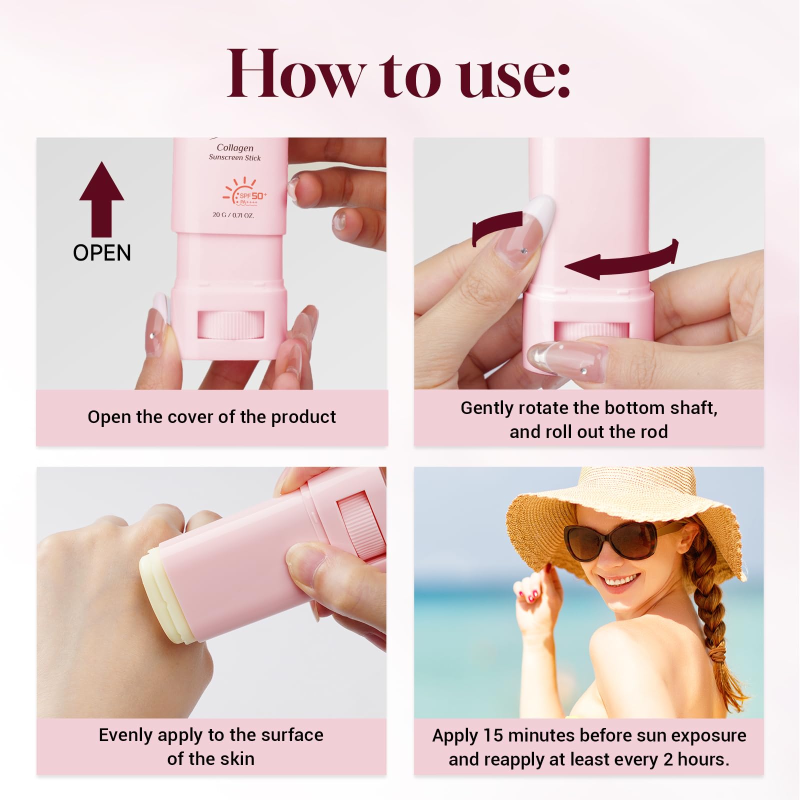 No Cast Sunscreen Stick SPF PA50++++ Collagen Sunscreen Korean Sunscreen Stick