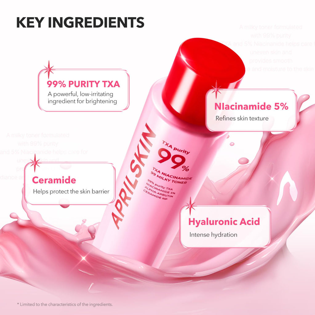 APRILSKIN TXA+Niacinamide 99 Pink Milky Toner | 99% High-Purity | 5.07 fl.oz.