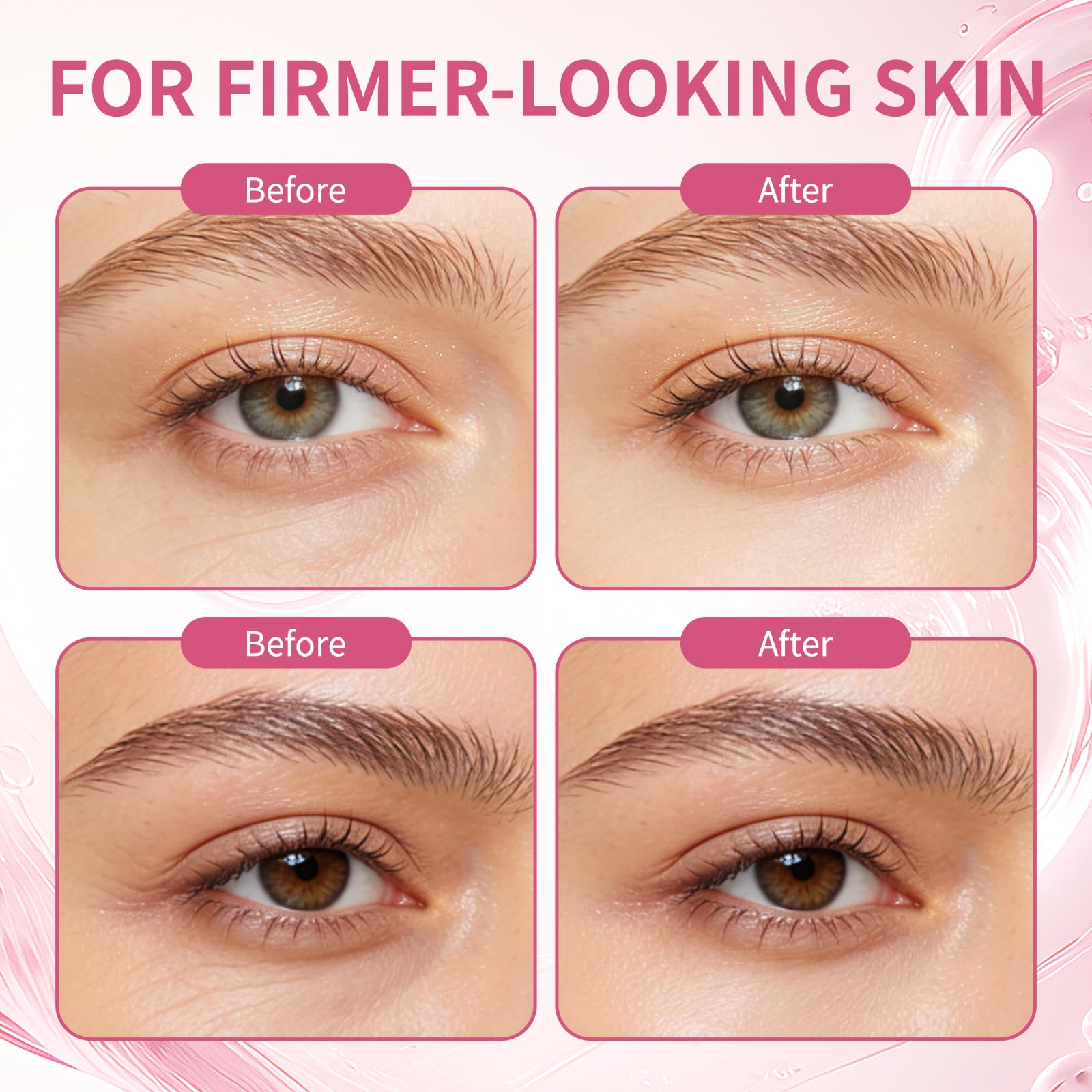 Pink Peptide Eye Serum Cream, Hydrating & Firming Eye Cream for Dark Circles, Anti-Aging Treatment 1.01fl.oz
