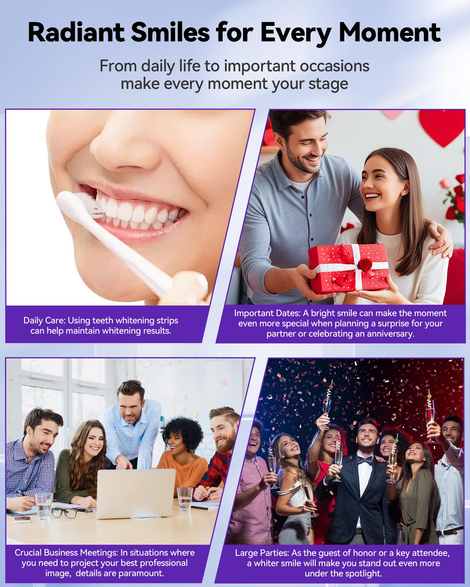 Teeth Whitening Strips 14 Treatments, Enamel Safe for Sensitive Tooth
