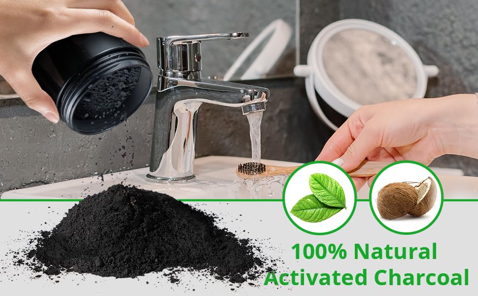 Teeth Whitening Charcoal Powder, Activated Charcoal Tooth Cleaning Powder, Natural Toothpaste Alternative | Organic and Chemical Free